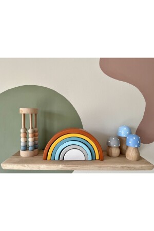 Waldorf Organic Natural Wooden Mushroom Toy Set 3 Pieces Baby Kids Room Decor Photo Shoot DRAMTMS41222 - 4