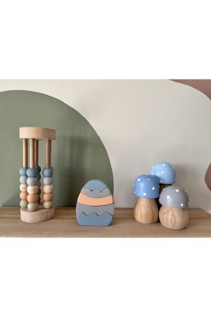 Waldorf Organic Natural Wooden Mushroom Toy Set 3 Pieces Baby Kids Room Decor Photo Shoot DRAMTMS41222 - 5