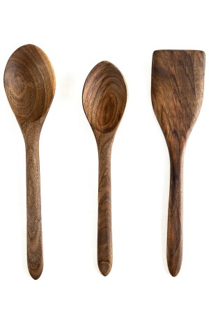 Walnussbaum handgefertigtes Holzlöffel- und Spatel-Set 30 cm. DCWSSS3 - 7