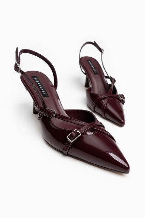 Wanda Claret Rote Lackleder-Gürteldetail-Knöchelgebundene Damen-High-Heels-Schuhe - 5