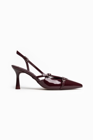 Wanda Claret Rote Lackleder-Gürteldetail-Knöchelgebundene Damen-High-Heels-Schuhe - 6