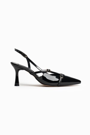 Wanda Siyah Rugan Kemer Detay Bilek Bağlı Kadın Topuklu Ayakkabı - 5