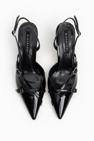Wanda Siyah Rugan Kemer Detay Bilek Bağlı Kadın Topuklu Ayakkabı - 8