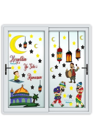 Wanddekoration aus Glas mit Ramadan-Motiv, Willkommens-Ramadan-Aufkleber-Set, 50 x 97 cm - 2