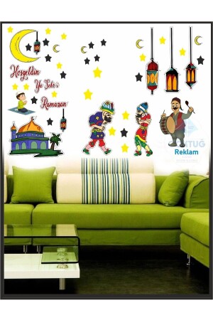 Wanddekoration aus Glas mit Ramadan-Motiv, Willkommens-Ramadan-Aufkleber-Set, 50 x 97 cm - 5