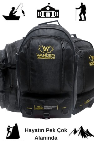 Wander 50 Liter Schwarz Multi-Eye Wander-Reise-Schule-Bergsteiger-Trekking-Camper-Rucksack wander50 - 7