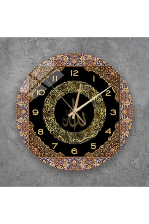 Wanduhr – Glaswanduhr mit Ayetel Kürsi-Schriftzug – Uhrenmodelle für Wohnzimmer 36 x 36 cm 3TKy985874199 - 2