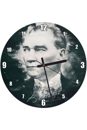 Wanduhr mit Porträt und Unterschrift von Mustafa Kemal Atatürk (Durchmesser 30 x 30 cm) - 2