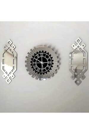 Wanduhr Modernes und stilvolles Design Silber verspiegeltes Plexiglas auf MDF 3er-Set EYBERRA83 - 2