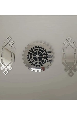 Wanduhr Modernes und stilvolles Design Silber verspiegeltes Plexiglas auf MDF 3er-Set EYBERRA83 - 3