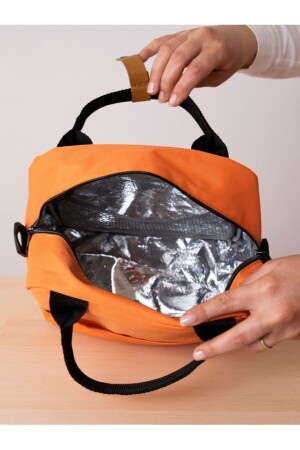 Wärmeisolierte, wasserdichte Thermo-Lunchbox zum Transport von Lebensmitteln mit Aufhänger, Orange - 7