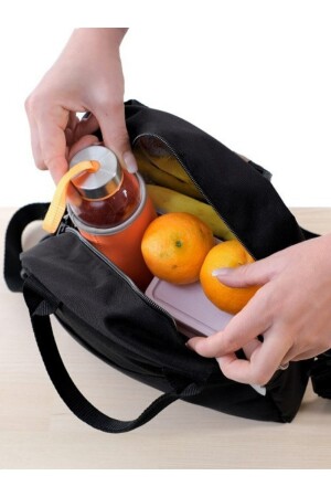 Wärmeisolierte, wasserdichte Thermotasche für Lebensmittel, Lunchbox mit Aufhänger, Schwarz von Happy-Thermal - 3