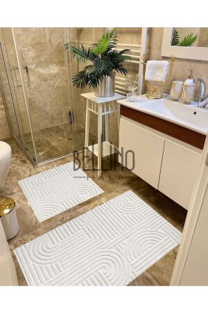 Waschbarer rutschfester Baumwollgewebeboden mit abstraktem Muster 60x100-50x60 2-teiliges Badematten-Toilettenset 19 - 1