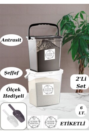 Waschmittelbox 2 Farben und Weiß 6 Liter Mehl- und Lebensmittelbehälter 6 Lt (RAUCHER-TRANSPARENT) Waschmittelspender Alamut235 - Alamut Home