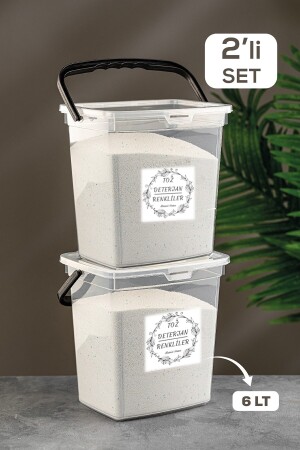 Waschmittelbox 2er-Pack 6 Liter Mehl- und Hülsenfruchteimer für Bunt- und Weißwäsche (transparenter Deckel) Alamut235 - 2