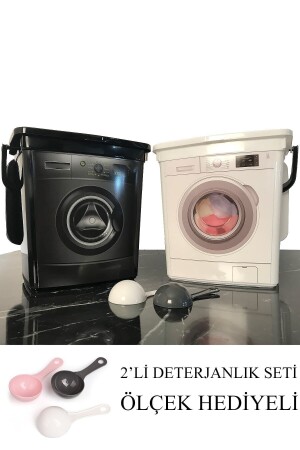 Waschmittelspender-Set im Waschmaschinen-Look, 6 l Waschmittelspender mit Skala, Geschenk deten-2 - 3