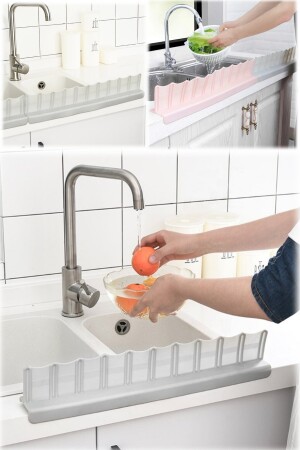 Wasserbarriere für Waschbecken mit Saugnapf, Gummi, flüssigkeitsdicht, 2 Stück, für Geschirrspüler, Dusche, Thekenmontage, yt94a - 8