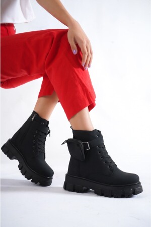 Wasserdichte Damen-Stiefeletten und Stiefeletten mit Geldbörse und Tasche in Schwarz Wsb0210 - 1