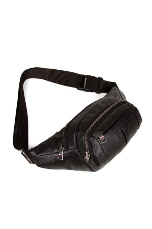 Wasserdichte Herren-Umhänge- und Hüfttasche aus Leder mit Kopfhörerausgang (schwarze Farbe für den täglichen Gebrauch) 310322-NPK1 - 3