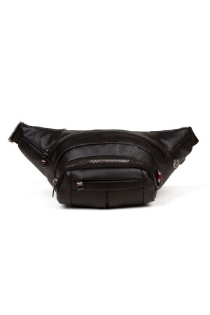 Wasserdichte Herren-Umhänge- und Hüfttasche aus Leder mit Kopfhörerausgang (schwarze Farbe für den täglichen Gebrauch) 310322-NPK1 - 6