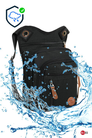 Wasserdichte Unisex-Tasche mit mehreren Fächern in Schwarz für Taille, Beine, Schulter und Biker - 4