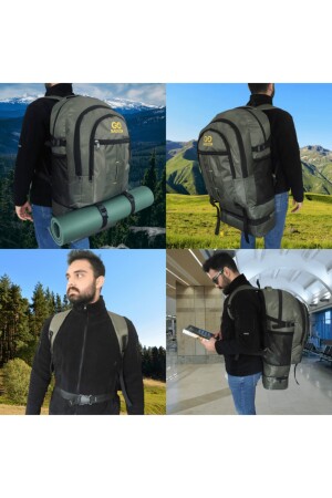 Wasserdichter 90-Liter-Blasbalg-Rucksack in Grün mit mehreren Fächern für Laptops, für Camper, Reisen und Bergsteiger - 3