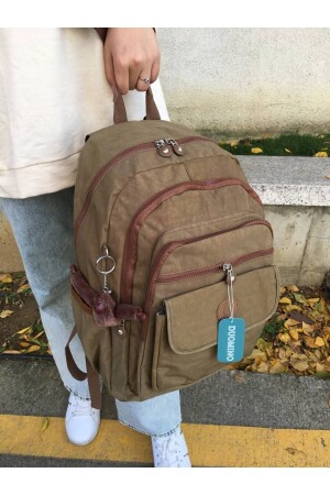 Wasserdichter, großer brauner Crinkle-Rucksack/Laptop-Reiseschultasche aus Crinkle-Stoff - 3