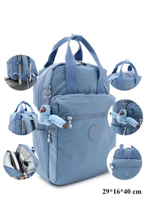 Wasserdichter Unisex-Laptop-Schul- und Rucksack aus Crinkle-Stoff mit mehreren Augen, große Größe, blaue Farbe - 3