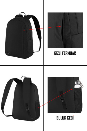 Wasserdichter Unisex-Rucksack für Reisen und Schule in Schwarz - 4