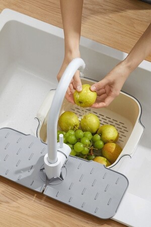 Wasserfalle-Wasserhahn-Matte für Küche und Badezimmer, schützende Waschbecken-Wasserhahn- und Mixer-Matte, grau - 2