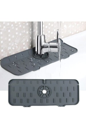 Wasserfalle-Wasserhahn-Matte für Küche und Badezimmer, schützende Waschbecken-Wasserhahn- und Mixer-Matte, grau - 8