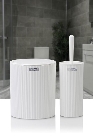 م.ن.ز-مينا بيضاء مشبكية دائرة وعاء WC و فرشاة مجموعة 2 OKY-432 - Okyanus Home