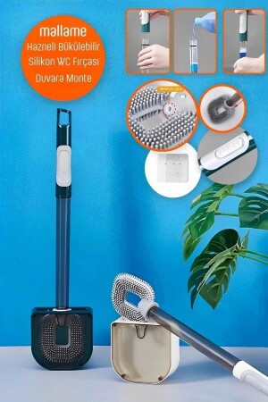 مقعد الحمام من السيليكون المزدوج مع خزان غسالة الحمام WC حمام تنظيف الفرشاة قابل للعبئة الجدار قابل للتصوير - Mallame