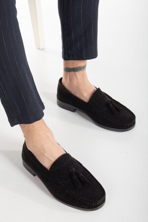 Wcr65 Siyah Corcik Püsküllü Unisex Günlük Ayakkabı Klasik Yumuşak Erkek Kadın Kundura Ayakkabı - 1