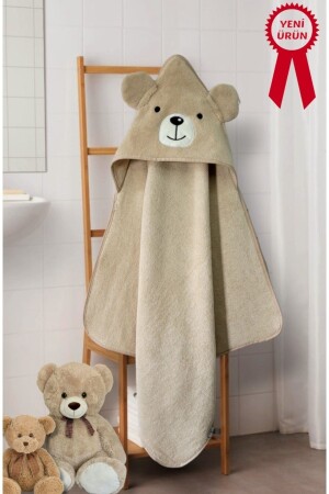 Weiches Baby-Badetuch aus 100 % Baumwolle, Nerz/Teddybär PH10119BHK - 2