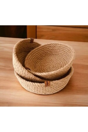 Weidenkorb-Set, Jute-Seilkorb, Badezimmer-Organizer, 100 % natürlich, genäht, 3-teilig, 16 x 18 x 20 cm, Korb1 - 7