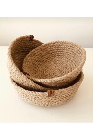 Weidenkorb-Set, Jute-Seilkorb, Badezimmer-Organizer, 100 % natürlich, genäht, 3-teilig, 16 x 18 x 20 cm, Korb1 - 8