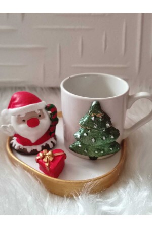 Weihnachtliches Kaffeetassenmodell mit Weihnachtsmann und Tannenbaumfigur, dekorative Geschenkpräsentation Modell 864208 - 3