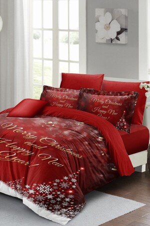 Weihnachts-Bettbezug-Set (mit elastischen Laken), Doppelbett, 100 % Baumwollsatin, New Christmas MONOHOME41021 - 2