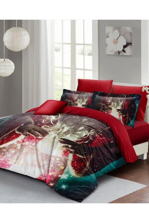 Weihnachts-Bettbezug-Set (mit elastischen Laken), Doppelbett, 100 % Baumwollsatin, Noel Dreams, monohome41700 - 2