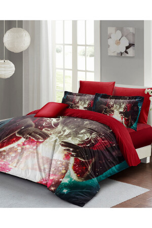 Weihnachts-Bettbezug-Set (mit elastischen Laken), Doppelbett, 100 % Baumwollsatin, Noel Dreams, monohome41700 - 3