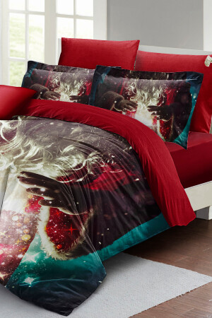 Weihnachts-Bettbezug-Set (mit elastischen Laken), Doppelbett, 100 % Baumwollsatin, Noel Dreams, monohome41700 - 4