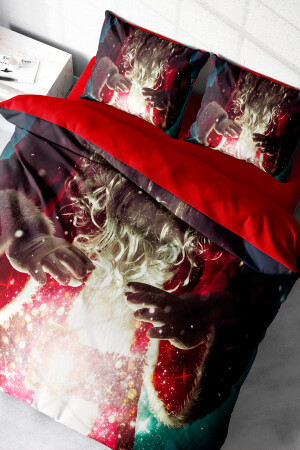 Weihnachts-Bettbezug-Set (mit elastischen Laken), Doppelbett, 100 % Baumwollsatin, Noel Dreams, monohome41700 - 5