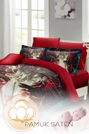 Weihnachts-Bettbezug-Set (mit elastischen Laken), Doppelbett, 100 % Baumwollsatin, Noel Dreams, monohome41700 - 7