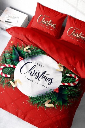 Weihnachts-Bettbezug-Set (mit elastischen Laken), Doppelbett, 100 % Baumwollsatin, Weihnachten, MONOHOME41014 - 4