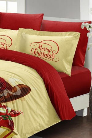 Weihnachts-Bettbezug-Set (mit elastischen Laken), Doppelbett, 100 % Baumwollsatin, Weihnachtsmann, MONOHOME40826 - 3