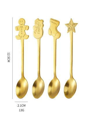 Weihnachts-Set mit 4 goldbraunen Neujahrs-Dessertlöffeln noka917277 - 8