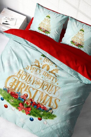 Weihnachtsdekoration Holly & Jolly Christmas 3D-Doppelbettbezug-Set aus 100 % Baumwollsatin monohome1399YB - 6