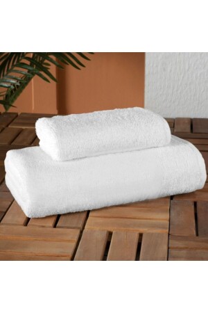 Weiß 50x90 + 70x140 Badetuch-Set 680 g 100 % Baumwolle, Hotelhandtuch, 2er-Set SoftestEcoEponjTowel - 2