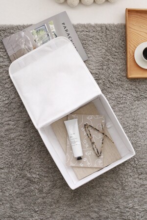 Weiß abgedeckte Schrankschublade im Inneren von Schmuck, Make-up, Wäsche, zusammenklappbarer Aufbewahrungsbox-Organizer KCK-KPK-BYZ - 4